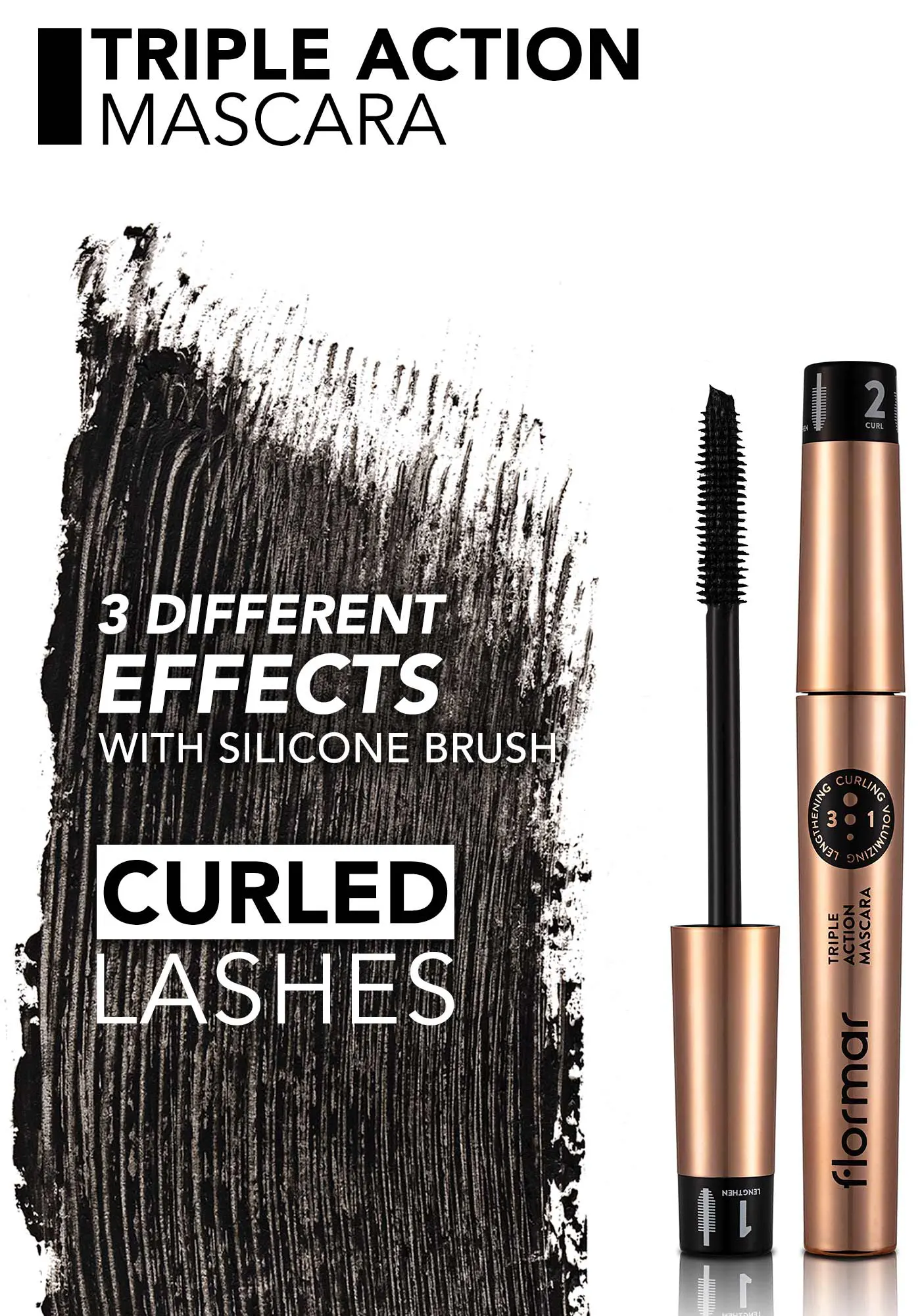 ماسكارا 3 في 1 تريبل اكشن من فلورمار , اسود