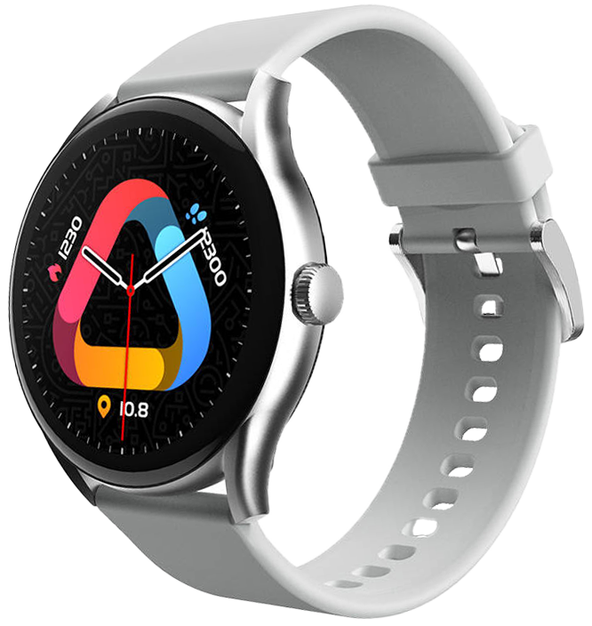 ساعة QCY - GT الذكية ، شاشة تاتش AMOLED ،  مقاس 1.43 بوصة ، بلوتوث ، مقاومة للماء ، رمادي فاتح