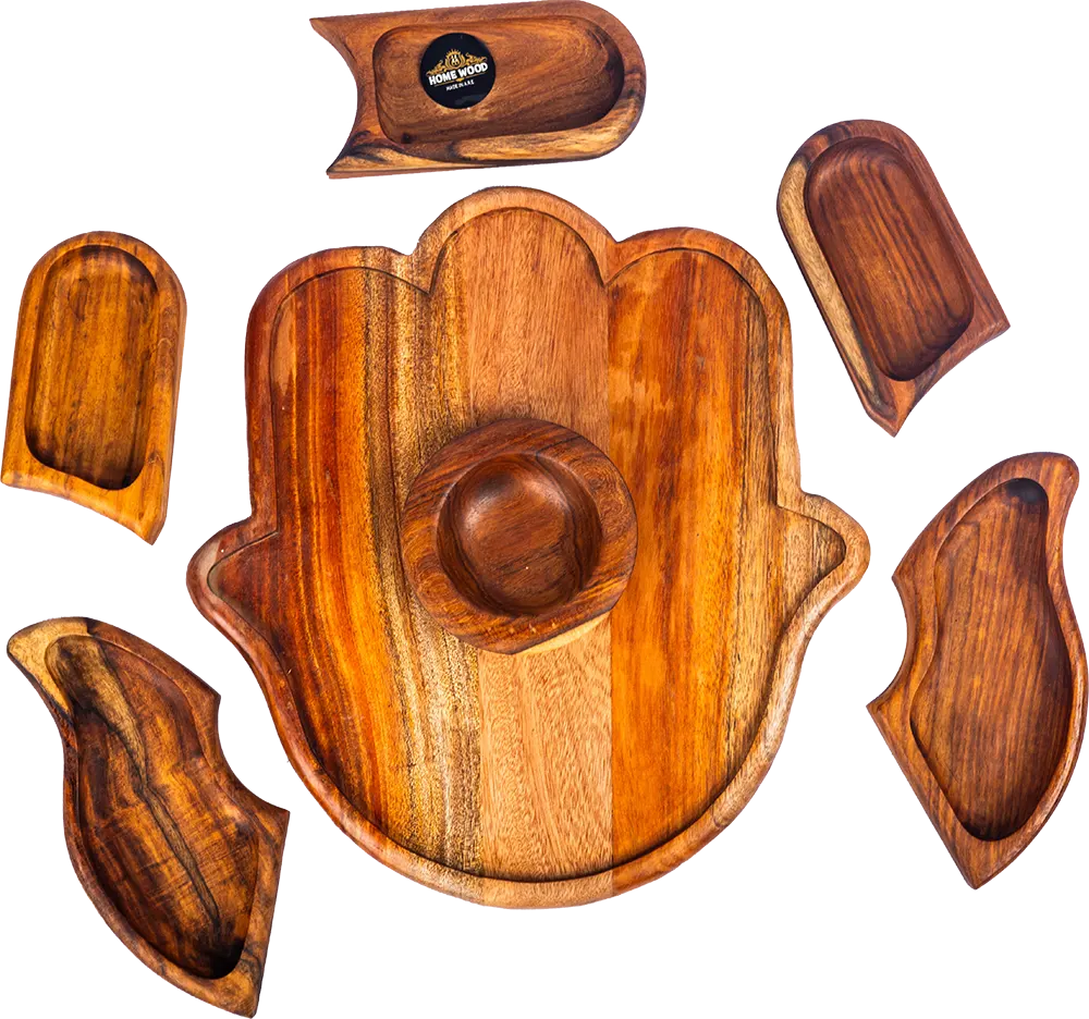 طبق تسالى هوم وود ، علي شكل كف ، 30*32 سم، كبير ، بني