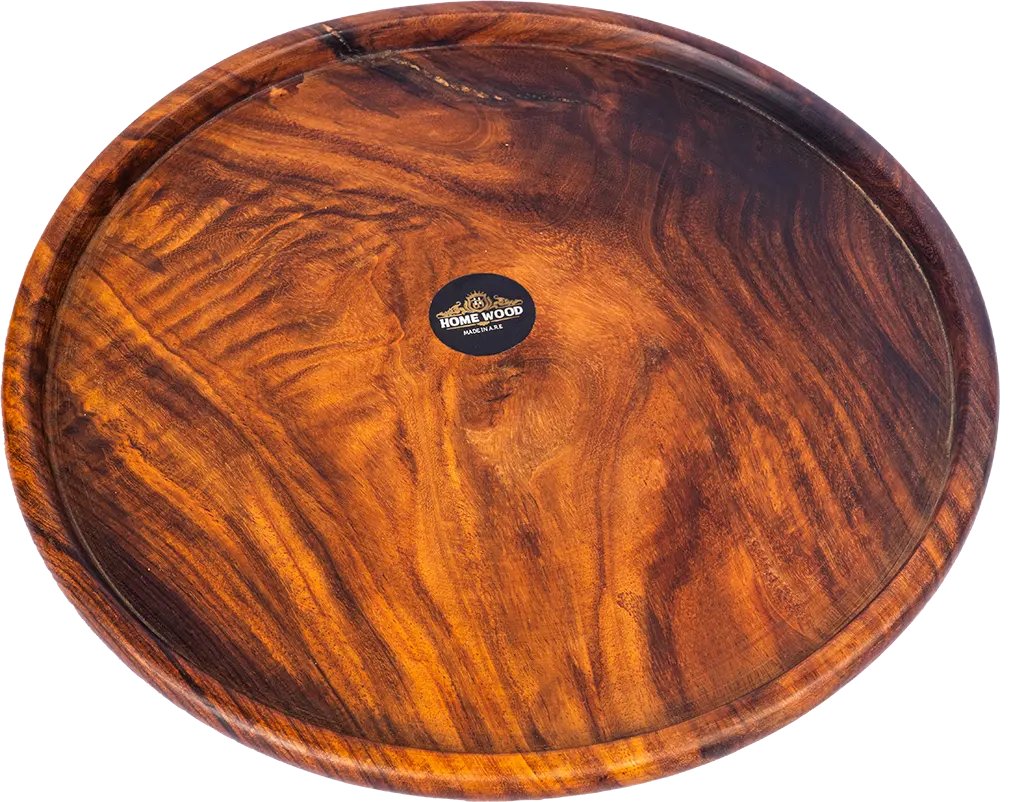 صينية خشب هوم وود ، علي شكل دائري ، مقاس 35 سم ، بني
