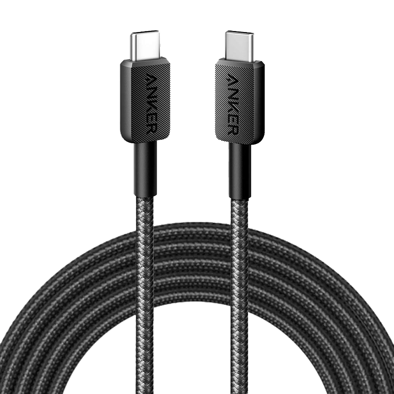 Anker Fast-Charging Data Cable 322 , Braided , USB-C To USB-C , Cable 3 Ft , Black , A81F5H11
