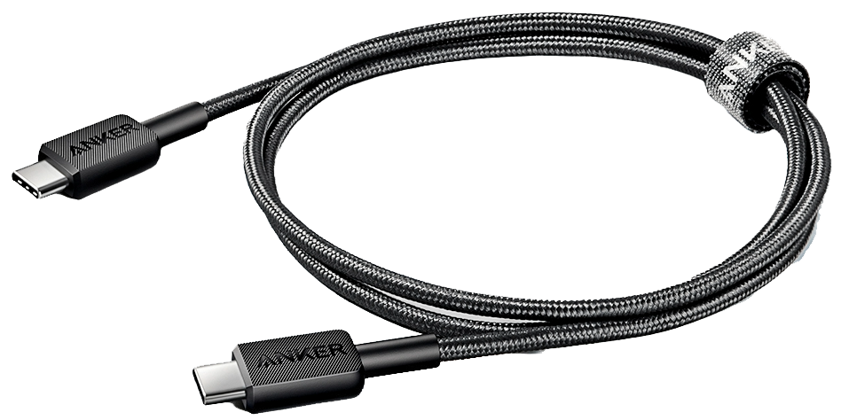 Anker Fast-Charging Data Cable 322 , Braided , USB-C To USB-C , Cable 3 Ft , Black , A81F5H11