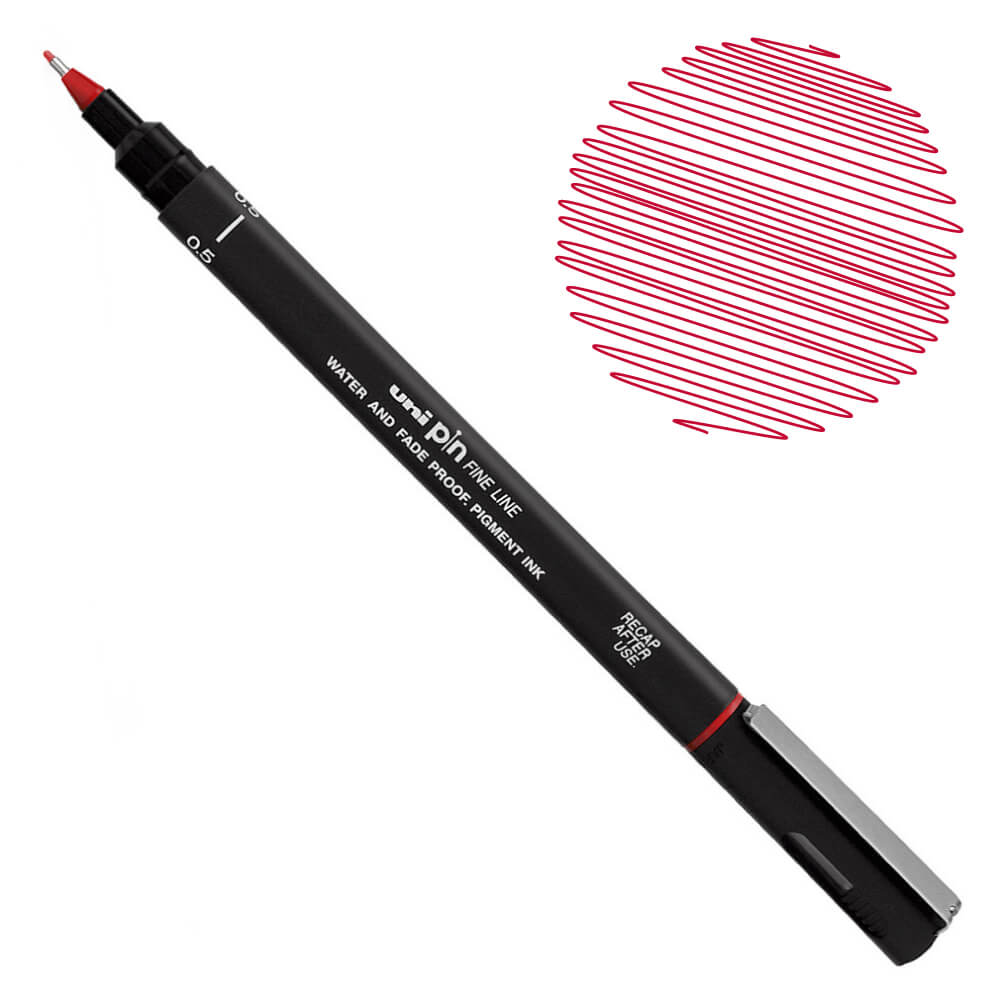 قلم حبر سايل يوني بول، 0.5 ملم، سن ريشة، أحمر، PIN200