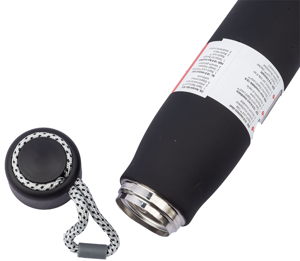 ترمس حراري من الاستانلس محكم الغلق مع حبل ، 500 مل ، أسود