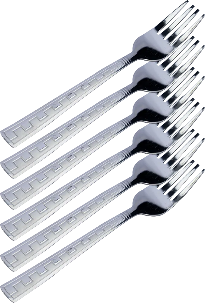 طقم شوك ستانلس ستيل 6 قطع، فضي