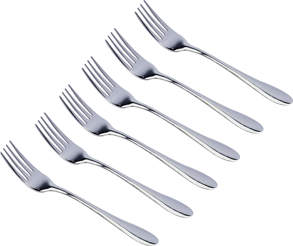 طقم شوك ستانلس ستيل 6 قطع، حجم كبير، فضي، موديل 7992