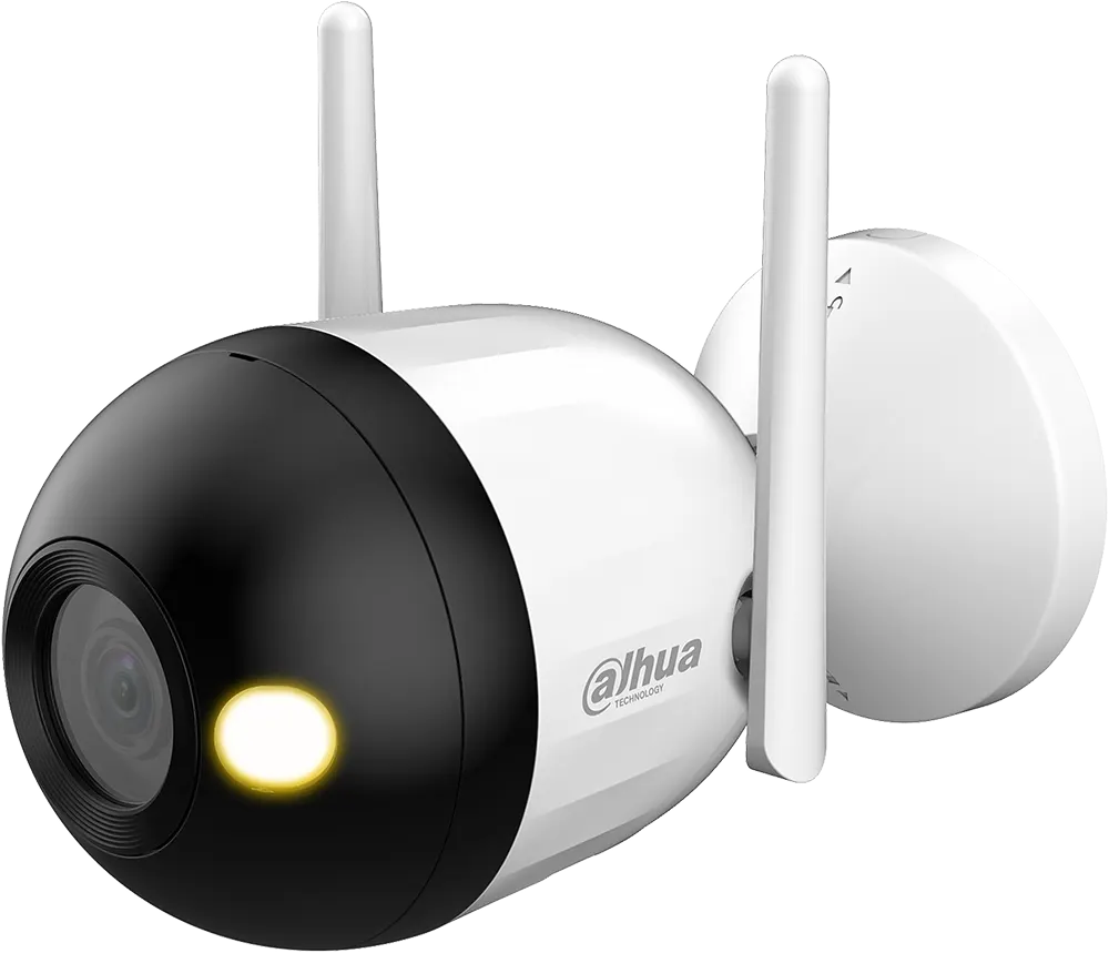 كاميرا مراقبة خارجية لاسلكية من داهوا، 2 ميجا بكسل، صور ملونة، عدسة 3.6 مم، واي فاي، مقاومة للماء، بيضاء، DH-F2C-LED