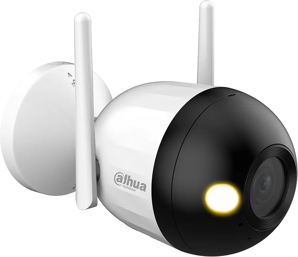 كاميرا مراقبة خارجية لاسلكية من داهوا، 2 ميجا بكسل، صور ملونة، عدسة 3.6 مم، واي فاي، مقاومة للماء، بيضاء، DH-F2C-LED