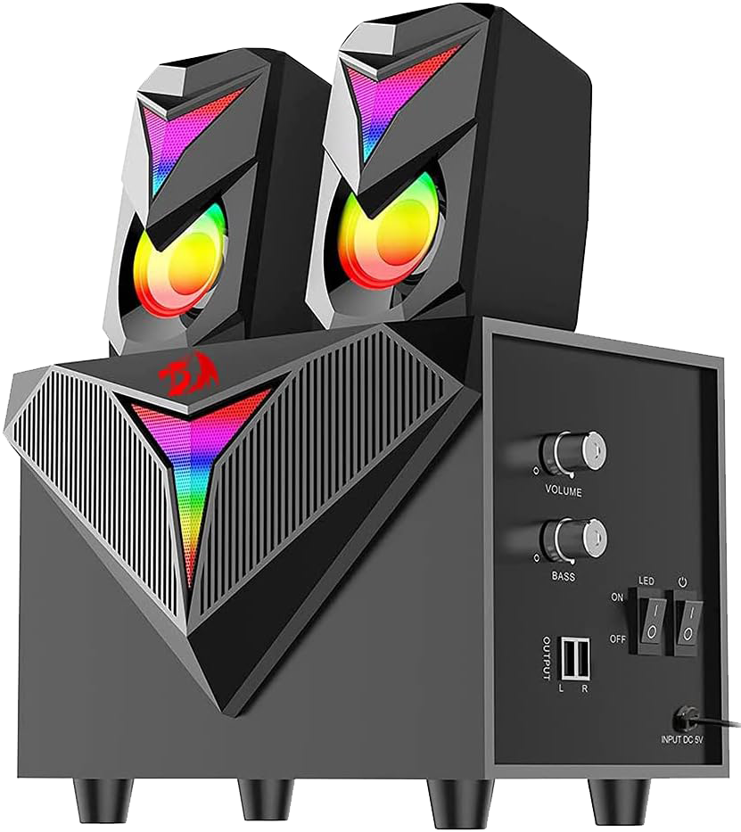 سماعات صب ريدراجون توكاتا للألعاب ، ألوان RGB ، صوت ستيريو ، 3 قطع ، أسود ، GS700