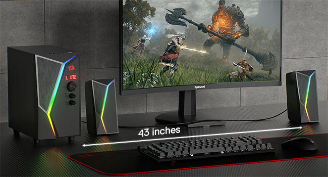 سماعات صب ريدراجون أنفيل برو للألعاب ، ألوان RGB ، قناة 2.1 ستيريو ، ريموت كنترول ، أسود ، GS520-PRO