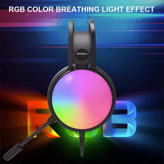 سماعة لينوفو ثينك بلس سلكية ، خاصية إلغاء الضوضاء ، ألوان RGB ، كابل USB ، أسود ، G83B