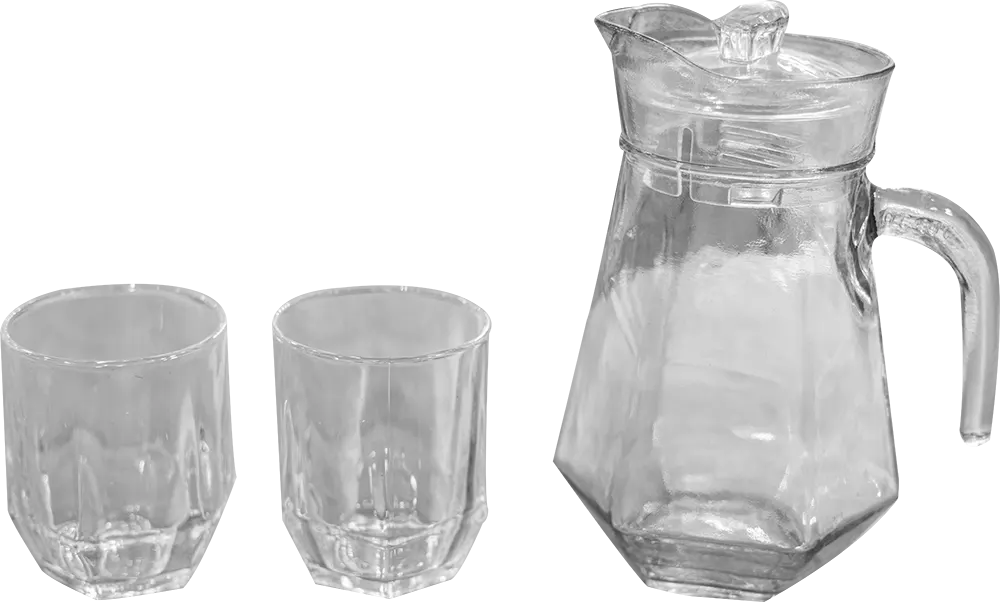 طقم دورق مع الكوبيات ، 5 قطع، زجاج ، لون شفاف، موديل 106