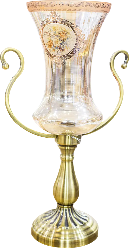 مزهرية مورانو اتش، معدن*زجاج، لون ذهبي، موديل 6201