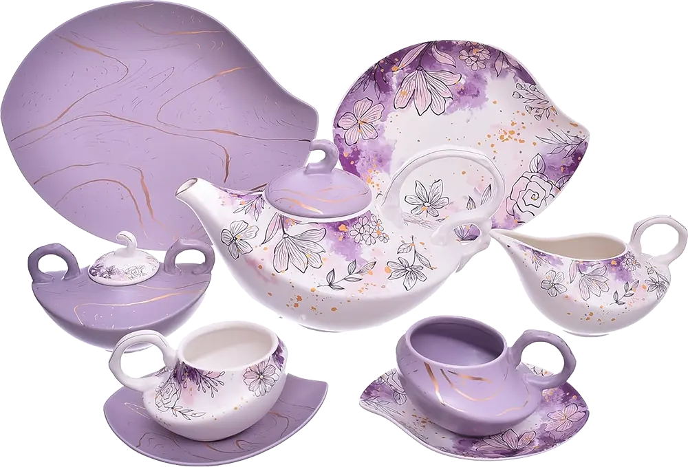 طقم شاي وجاتو بورسالين علاء الدين  ،24 قطعة،  بنفسجي ،  234222