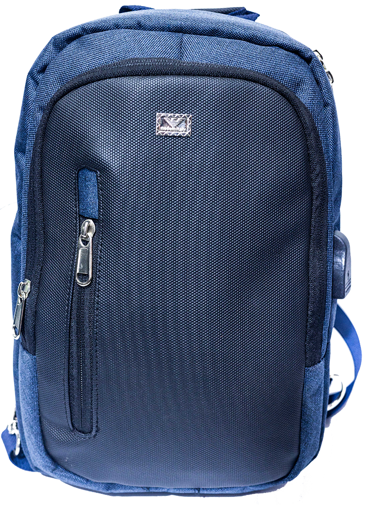 شنطة كروس ، تحتوي علي USB للشحن ، لون أزرق