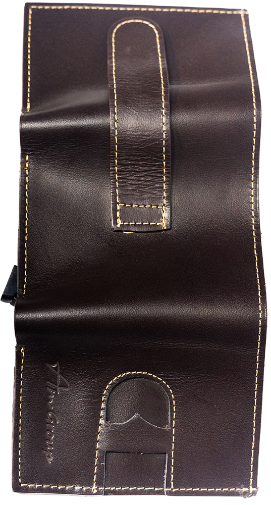 محفظة جلد AM Group سمارت للرجال ، مطرزة ، لون بني