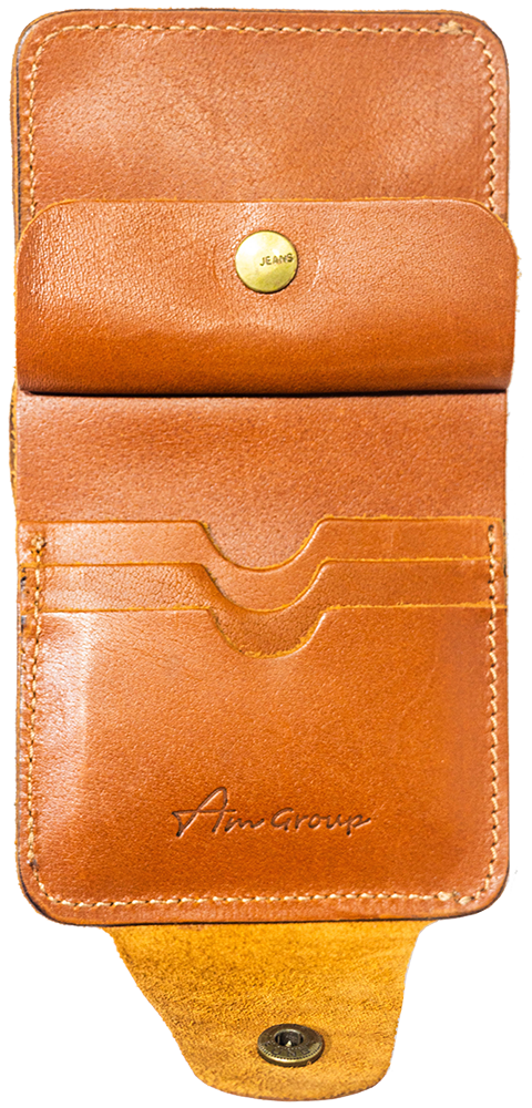 محفظة اي ام جروب كبسولة ، جلد تطريز ، جيب كوين ، بيج