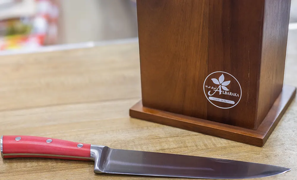 طقم سكاكين وتوزيع 11 قطعة مع حامل خشبlkمن البركة، متعددة الألوان