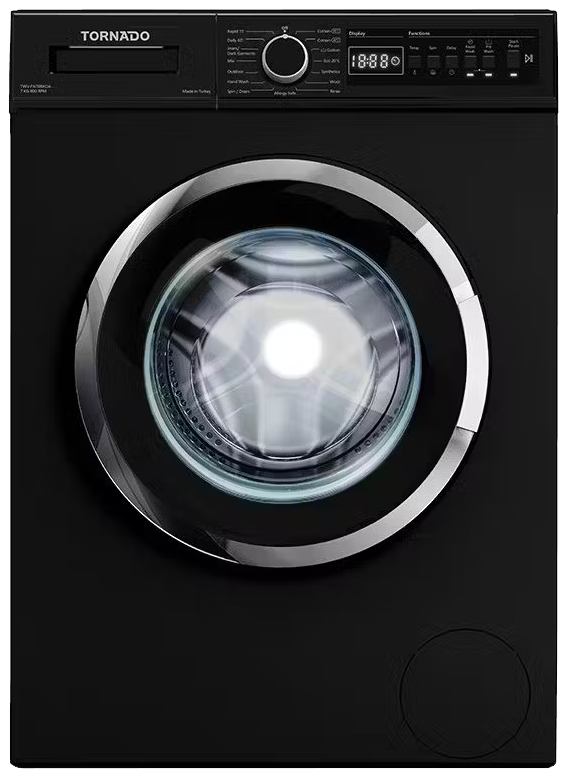غسالة ملابس فول اتوماتيك تورنيدو تحميل أمامي ، 7 كيلو ، 800 لفة ، 15 برنامج ، اسود ، TWV-FN78BKOA