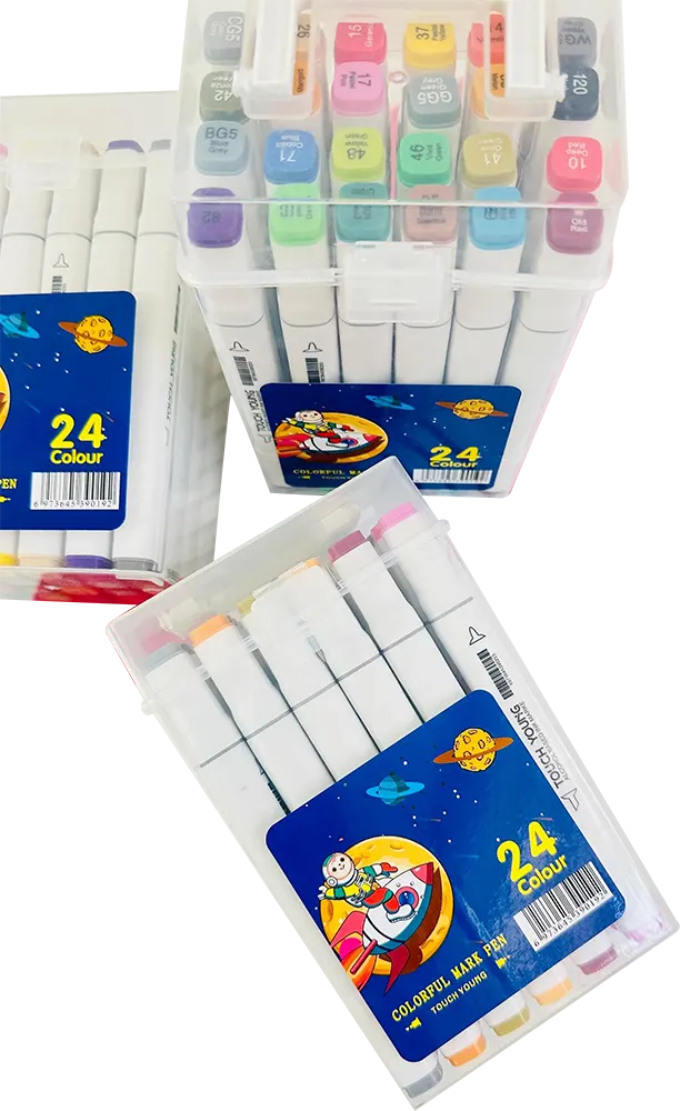 علبة ألوان كحولية 24 لونًا، بطرف مزدوج، متعددة الألوان