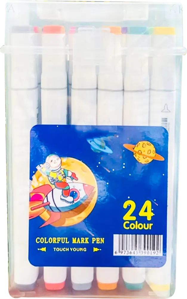 علبة ألوان كحولية 24 لونًا، بطرف مزدوج، متعددة الألوان