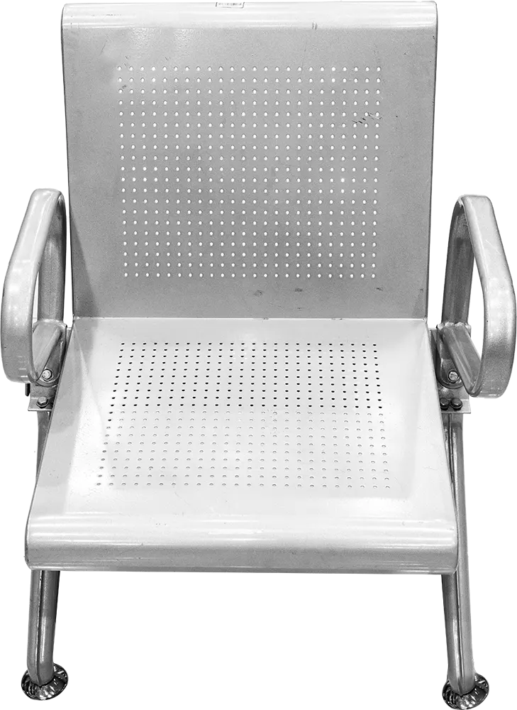 كرسي معدني ثقيل من الحديد النقي، ومعالج ضد الصدأ، فضي