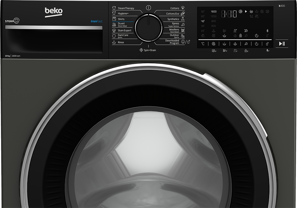 Beko Front Load Fully Automatic Washing Machine, 10 kg, 1600 RPM, Inverter, Digital Screen, Grey , B3WFU501040MCI