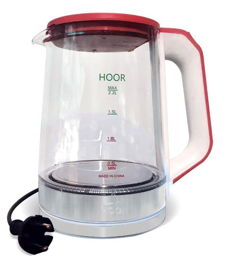 غلاية مياه زجاج هور ، 2.2 لتر ، 2200 وات ، متعددة الألوان