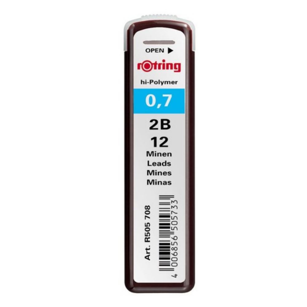 سنون قلم رصاص روترنج 2B تيكي بوليمر ، 0.7 ملم، 12سن ، رصاصي