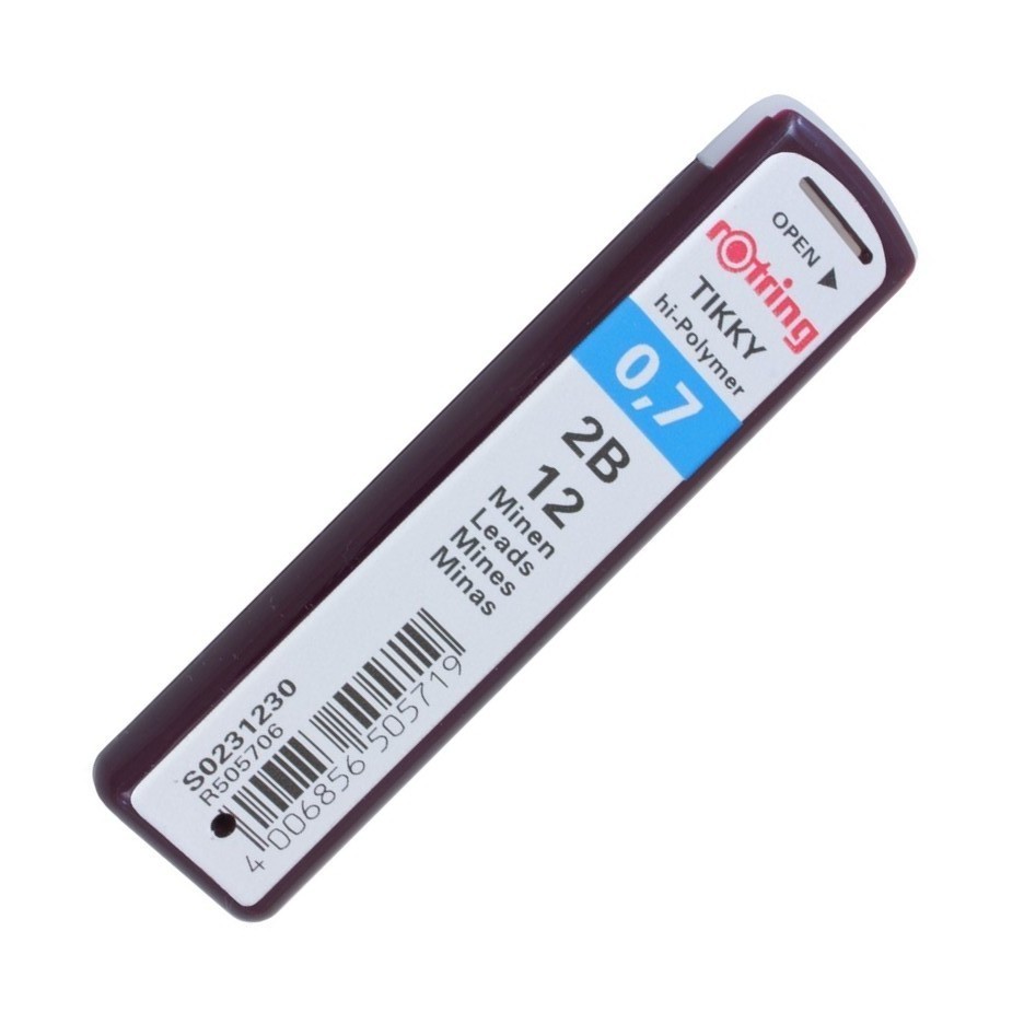 سنون قلم رصاص روترنج 2B تيكي بوليمر ، 0.7 ملم، 12سن ، رصاصي