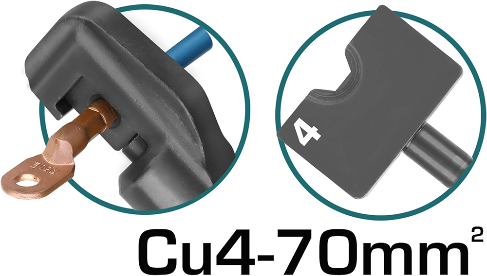 Total Tools Hydraulic Cable Crimper, 4-70mm, THCT070