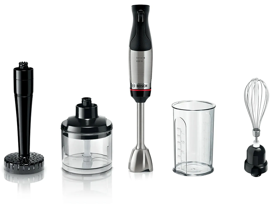 هاند بليندر بووش ، 1000 وات ، 600 ملي ، مع كبة ومضرب بيض ، اسود × ستانلس ، MSM6M623