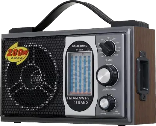 راديو جولد جينرو متعدد الموجات، 200 وات، FM-AM-SW1-9 ، خشبي أسود، JR-2008