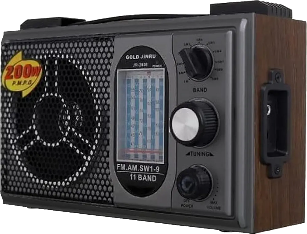 راديو جولد جينرو متعدد الموجات، 200 وات، FM-AM-SW1-9 ، خشبي أسود، JR-2008