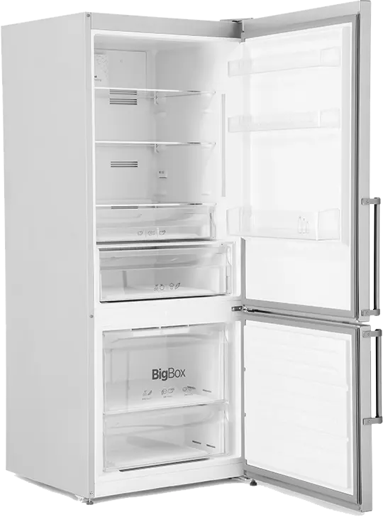 White Point Combi No Frost Refrigerator, 412 Liters, 2 Doors, Digital Display, Bottom Freezer, Silver, WPRC462DX