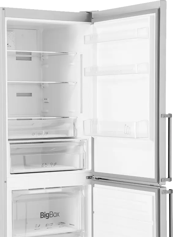 White Point Combi No Frost Refrigerator, 412 Liters, 2 Doors, Digital Display, Bottom Freezer, Silver, WPRC462DX