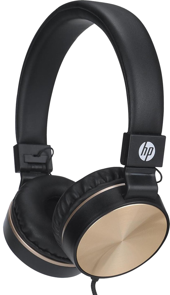 سماعة رأس اتش بي سلكية ، قابلة للطي ، مع ميكروفون ، ذهبي - أسود ، DHH-1206