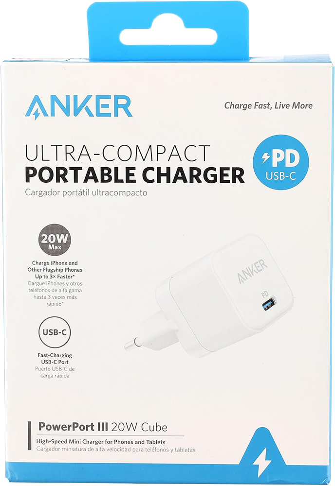 Anker PowerPort III High-Speed Charger 20W , USB-C , White , A2149L23