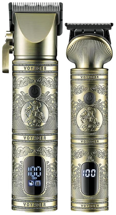 ماكينة حلاقة كهرباء في جي أر للرجال ، 2 *1 لقص الشعر والدقن ، شاشة LED ، قابلة لإعادة الشحن ، ذهبي ، V-670