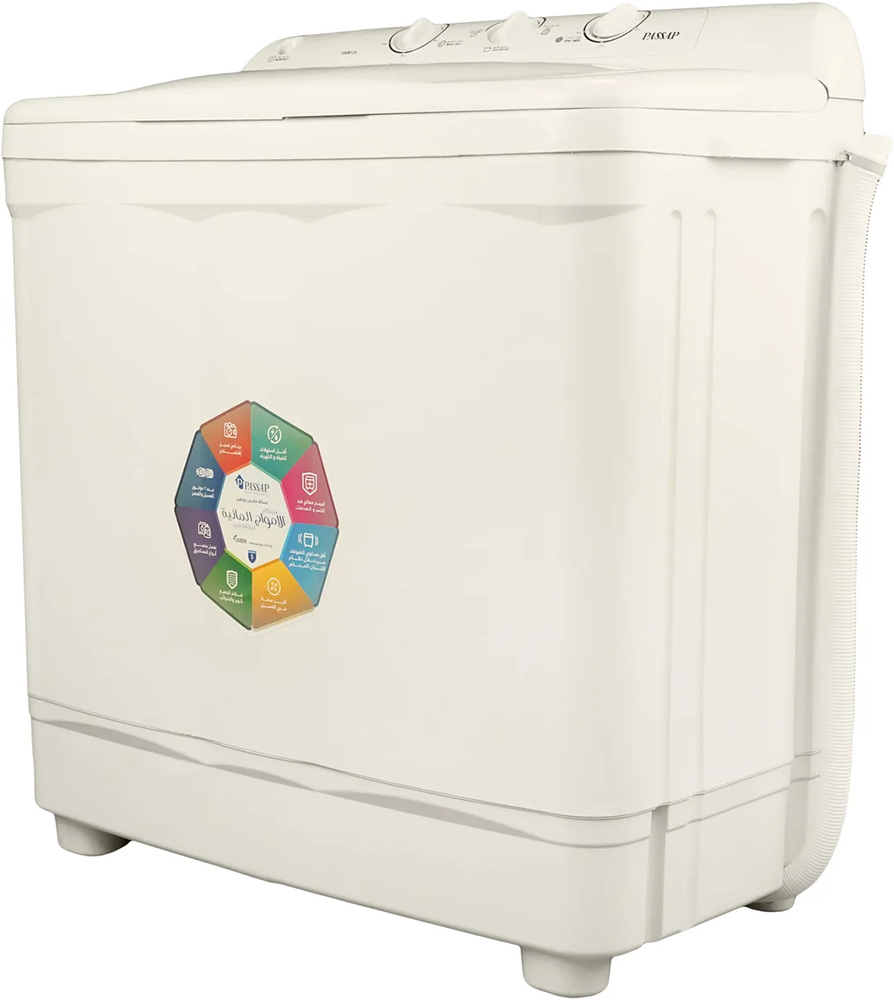 غسالة ملابس هاف اوتوماتيك باساب ، 12 كيلو ، بدون طلمبة ، أبيض ، WMH12A
