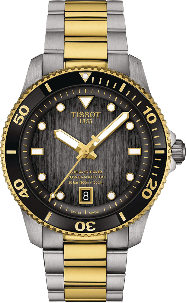 ساعة تيسوت سويسرية للرجال ، عقارب بتصميم دائري ، ستراب ستانلس ستيل ، مقاومة للماء ، ذهبي * سيلفر ، T120.807.22.051