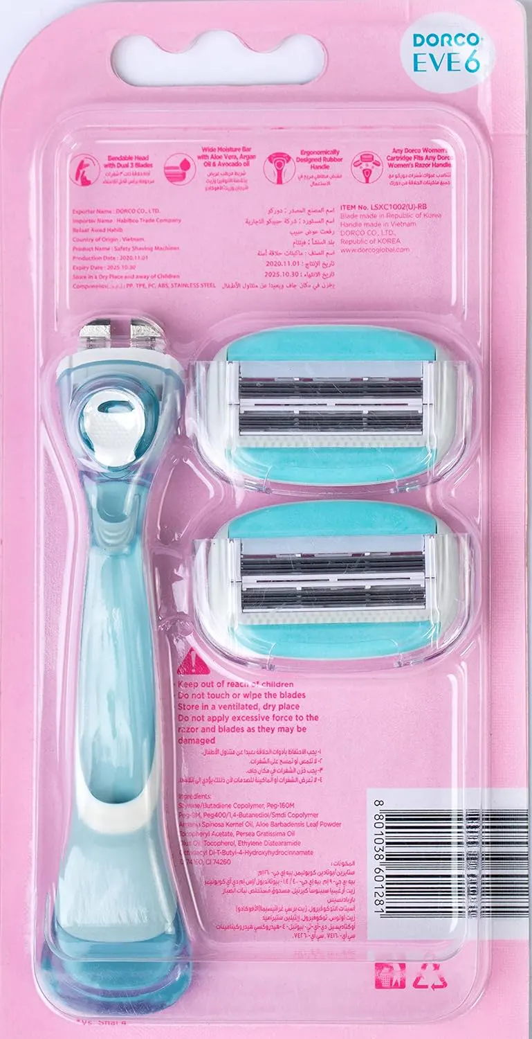 شفرة حلاقة إيفي  6، 6 شفرات للنساء من دوركو، 1H+2Crt