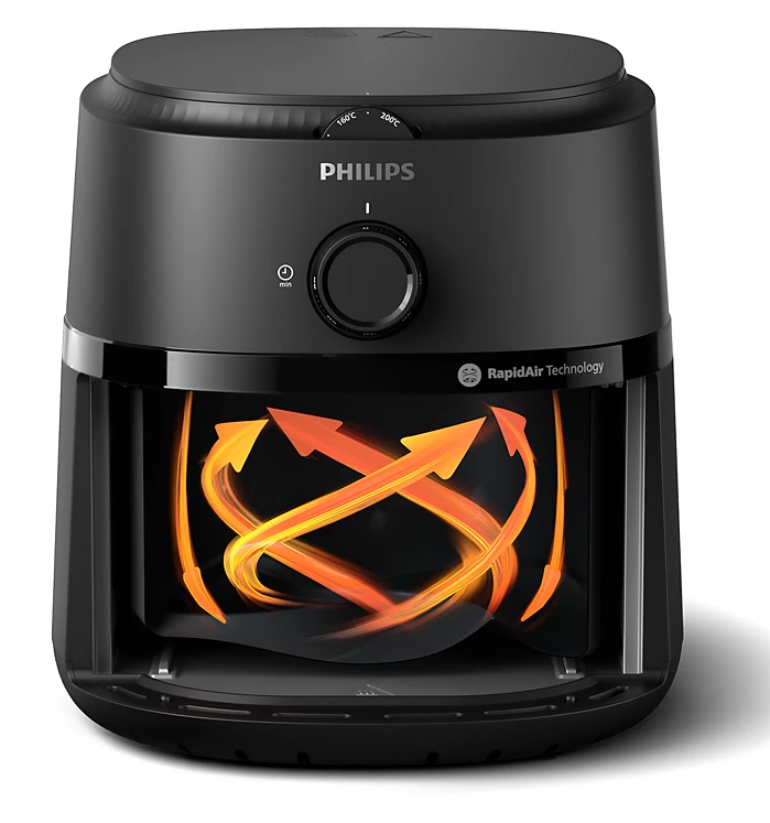 قلاية هوائية فيليبس، 1300 وات، 3.2 لتر، أسود، NA110-00، ضمان راية