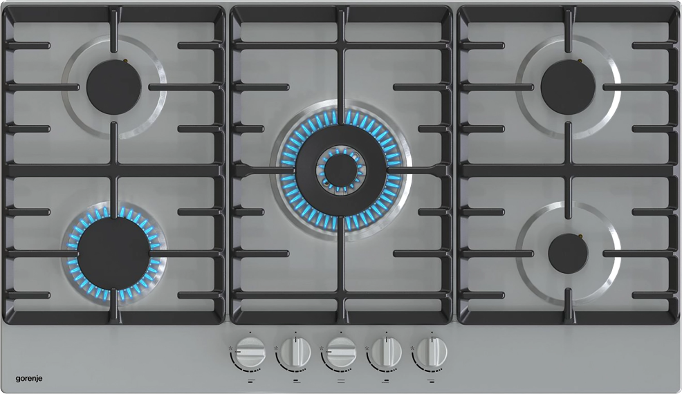 بوتاجاز مسطح بلت ان جورنيا ، 90 سم ، 5 شعلة ، امان كامل ، حاملات زهر ، استانلس ستيل ، سيلفر ، GW9C51X