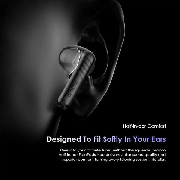 سماعات اورايمو فري بودز نيو، بلوتوث 5.4، خاصية إلغاء الضوضاء أثناء المكالمات، 6 ميكروفونات، مقاومة للماء، لون سبيد بلاك ، OTW-330S