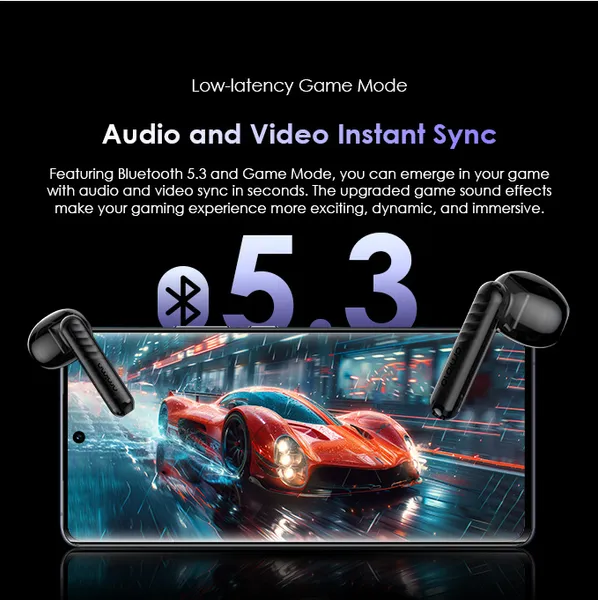 سماعات اورايمو فري بودز نيو، بلوتوث 5.4، خاصية إلغاء الضوضاء أثناء المكالمات، 6 ميكروفونات، مقاومة للماء، لون سبيد بلاك ، OTW-330S