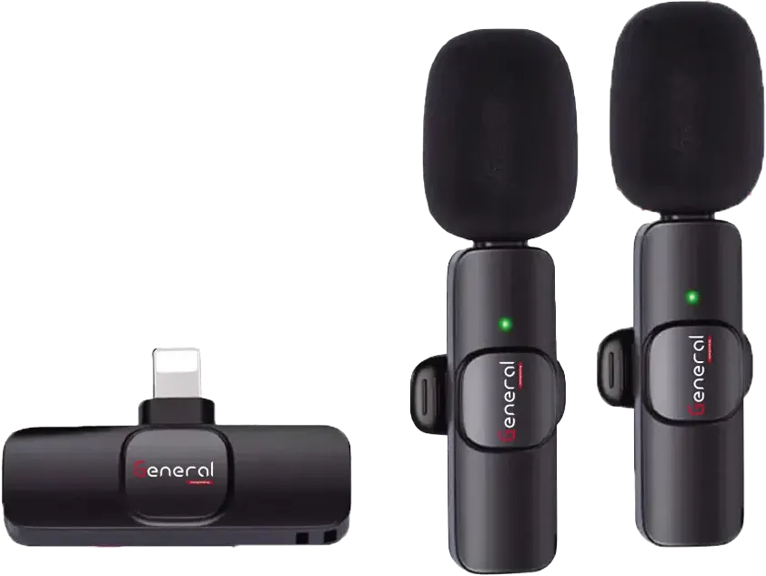 ميكروفون لاسلكي جينرال ، متوافق مع الأيفون، خاصية إالغاء الضوضاء، أسود، G30 K2