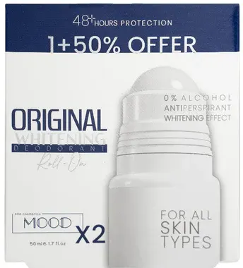 مزيل عرق رول اون للتفتيح اورجينال من مود عرض(1+1)، 50 مل