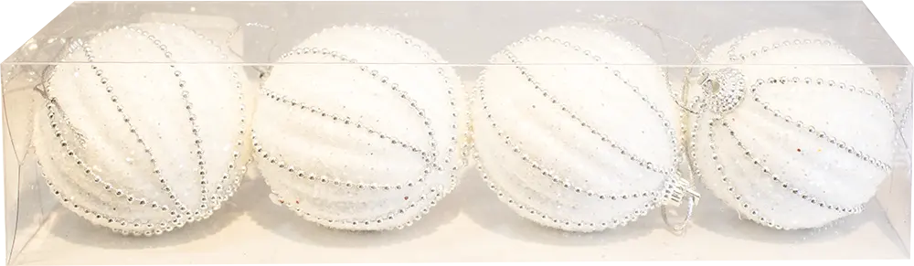 Decorated Christmas card box with 4 balls, multiple colors, model 63-55-2023