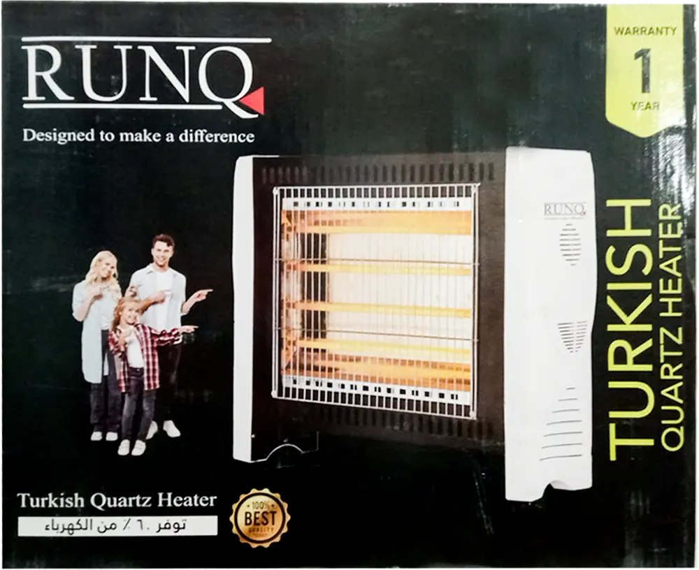 Runq 4 Candle Halogen Heater, 2400 Watt, White*Black